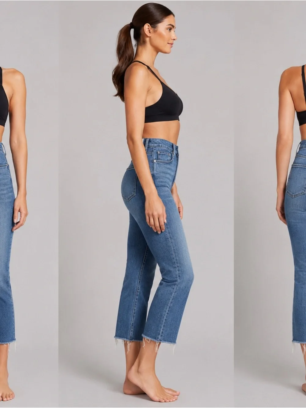 Frame Denim Medium Blue High-Rise Cropped Jeans